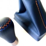 Lexus Punching Leather Shift Knob W/O Shift Knob Boot Cover (Blue and Orange Stitching)